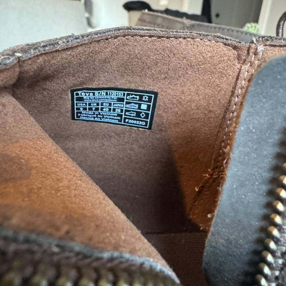 Brown Leather Teva Boots with Zipper